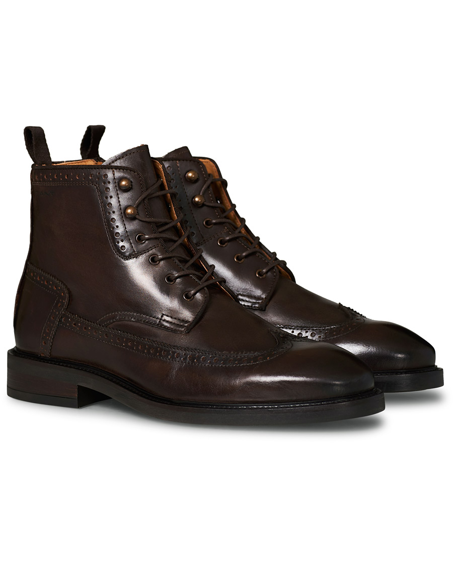 Herre | GANT Flairville Zip High Lace Boot Dark Brown Calf | GANT | Flairville Zip High Lace Boot Dark Brown Calf