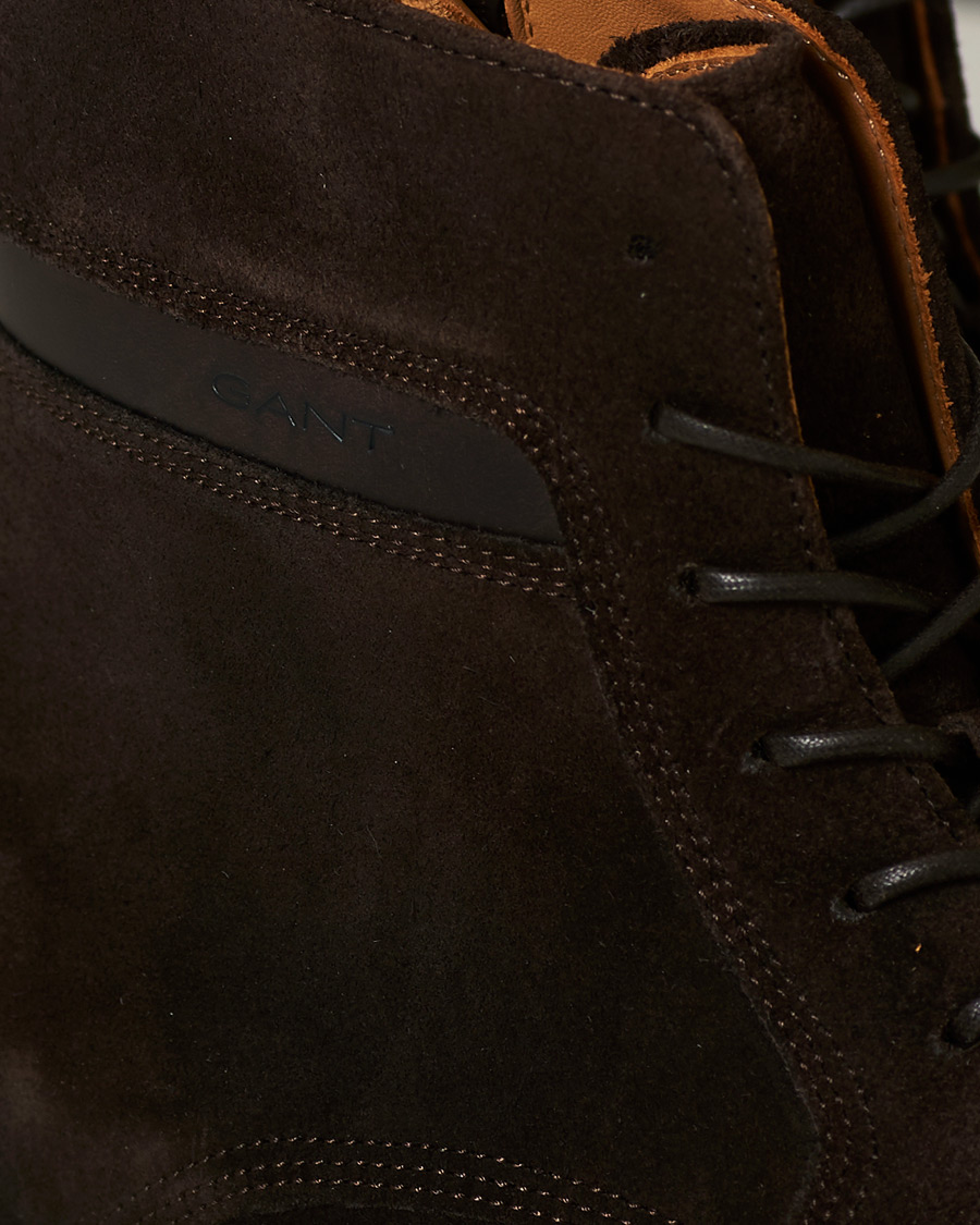 Herre | GANT Brookly Zip High Lace Boot Dark Brown Suede | GANT | Brookly Zip High Lace Boot Dark Brown Suede