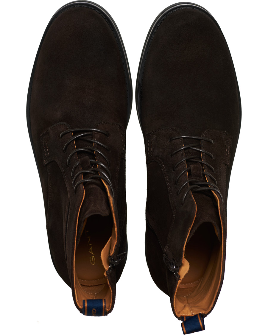 Herre | GANT Brookly Zip High Lace Boot Dark Brown Suede | GANT | Brookly Zip High Lace Boot Dark Brown Suede