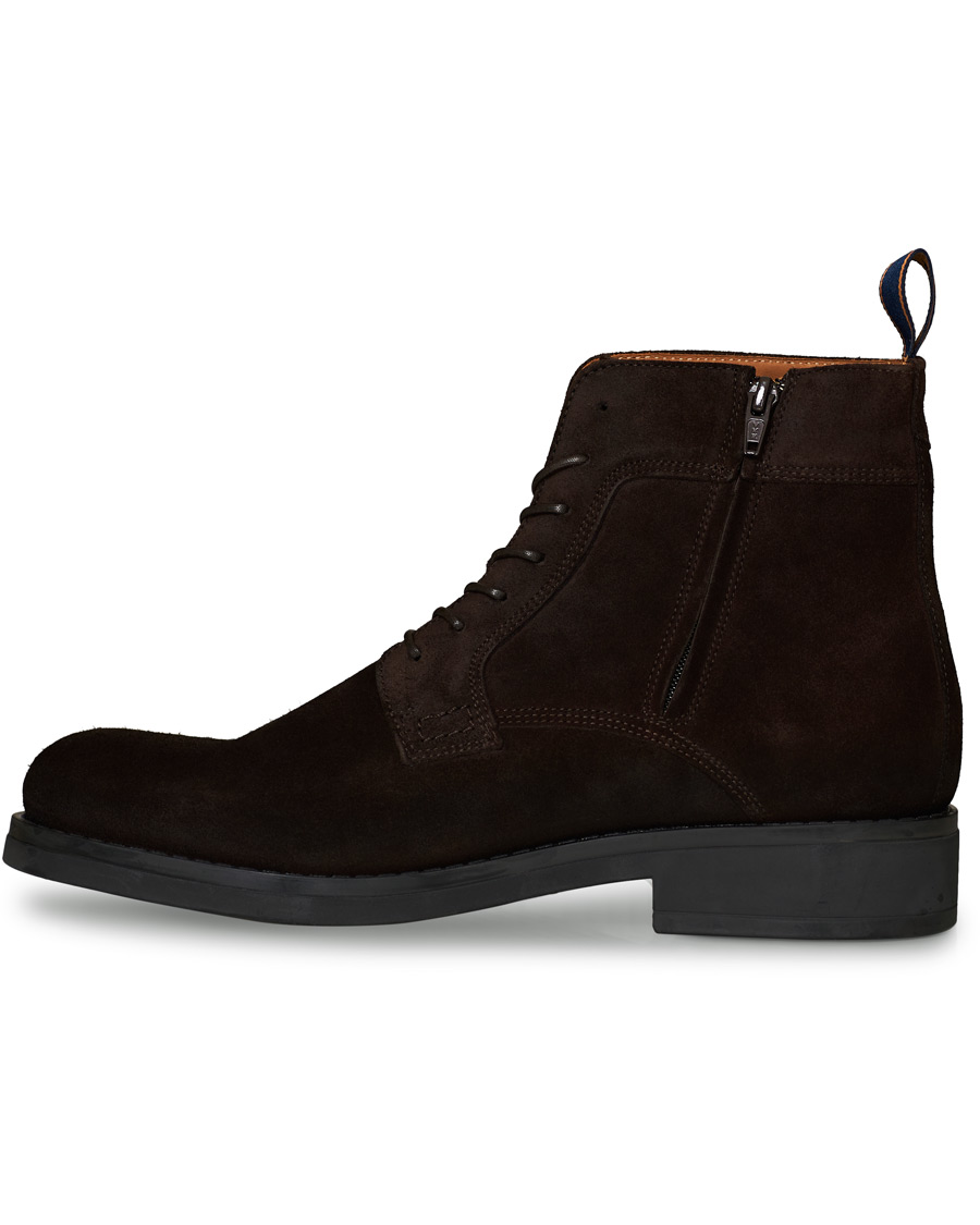 Herre | GANT Brookly Zip High Lace Boot Dark Brown Suede | GANT | Brookly Zip High Lace Boot Dark Brown Suede