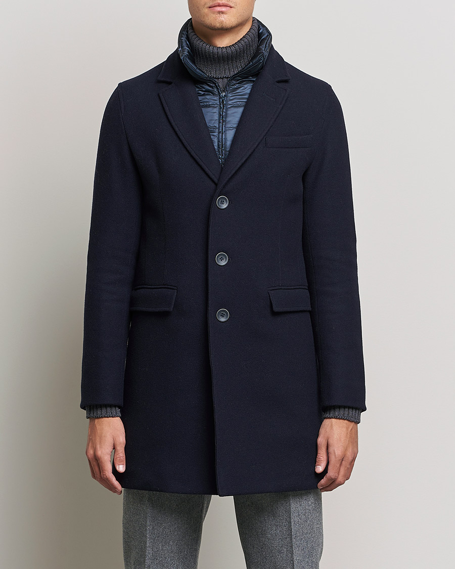 Wool Zip Coat Navy -