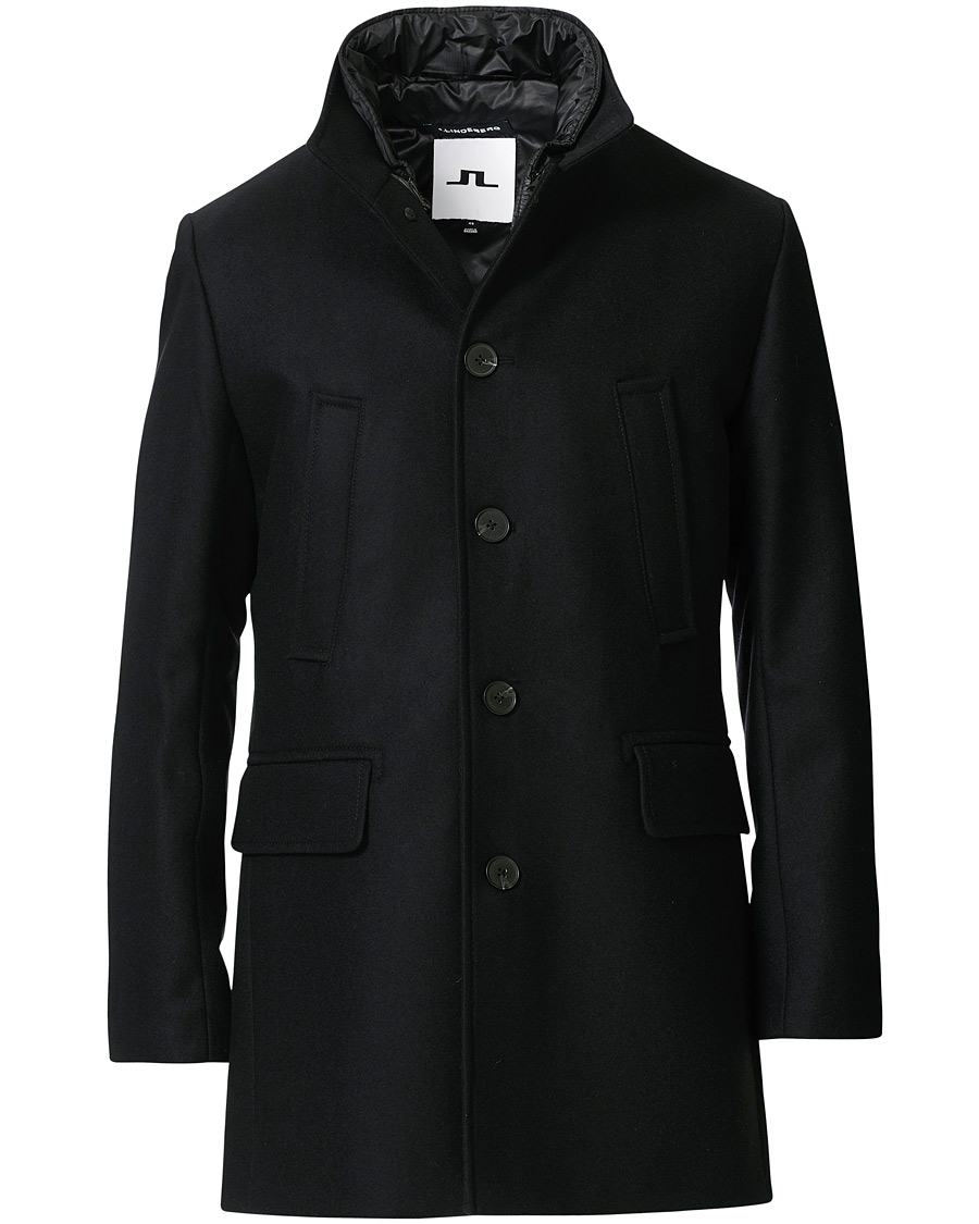Herre | Jakker | J.Lindeberg | Kali Wool Stand Up Collar Coat Black