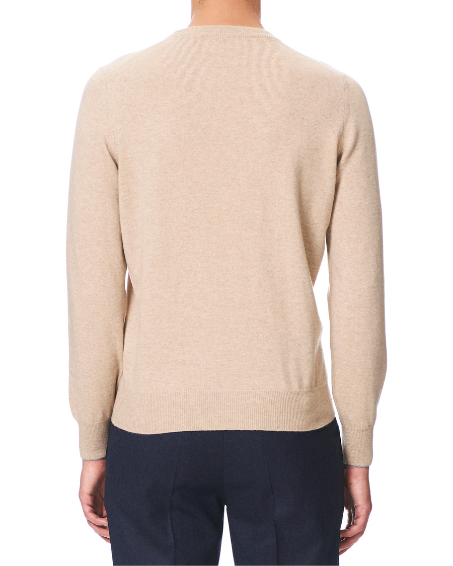 Herre | Trøjer | Brunello Cucinelli | Cashmere Contrast Crew Neck Sweater Beige