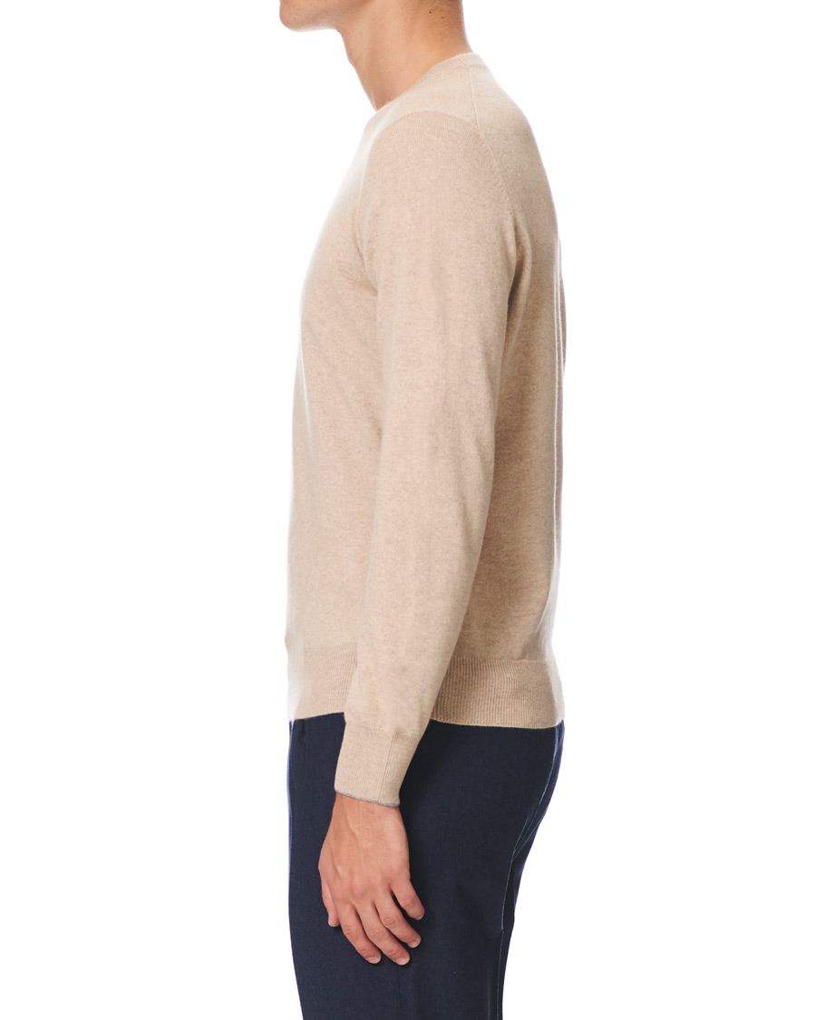 Herre | Trøjer | Brunello Cucinelli | Cashmere Contrast Crew Neck Sweater Beige