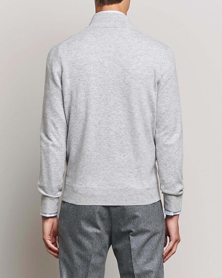 Herre | Trøjer | Brunello Cucinelli | 2 Ply Cashmere Half Zip Light Grey