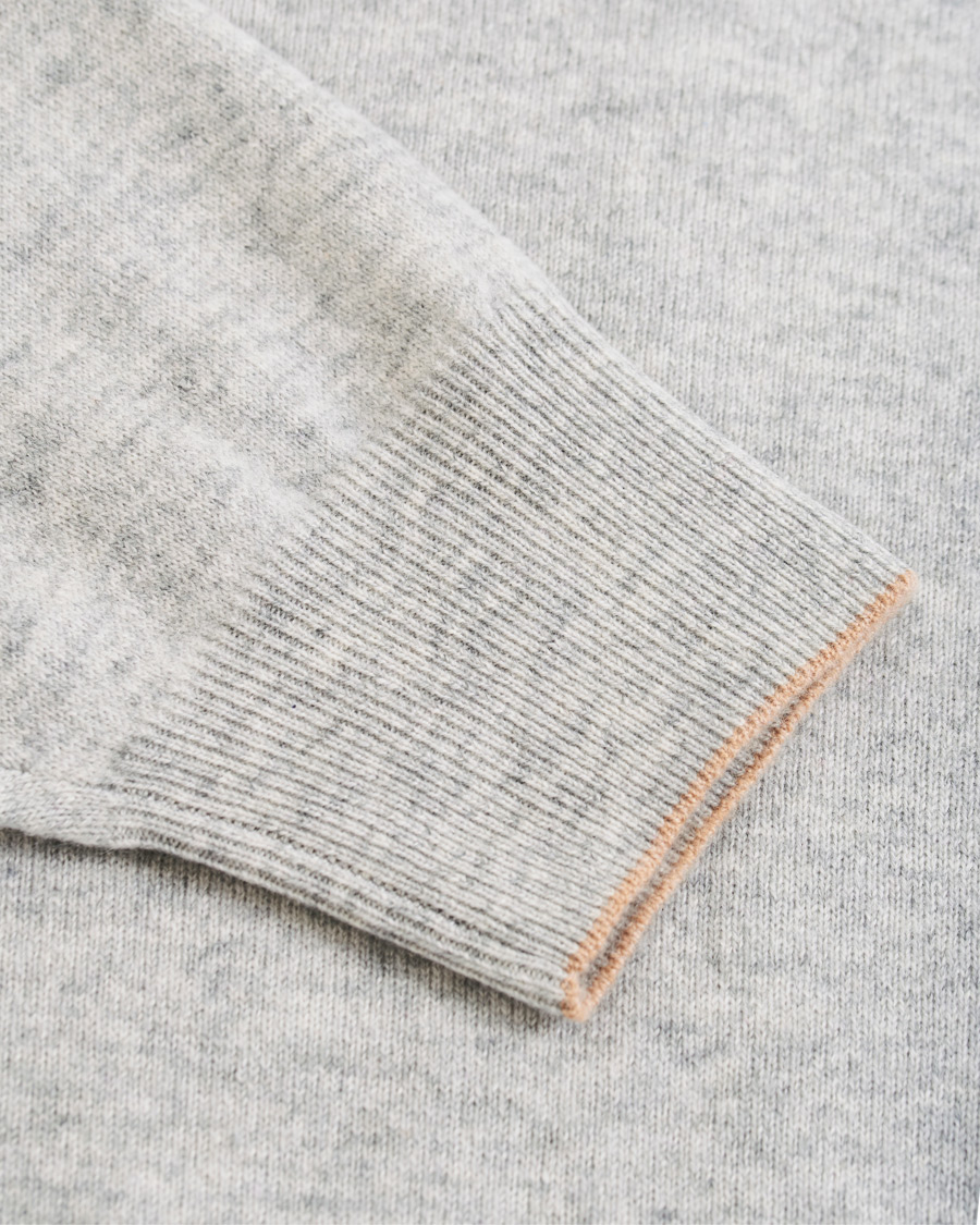 Herre | Trøjer | Brunello Cucinelli | 2 Ply Cashmere Half Zip Light Grey