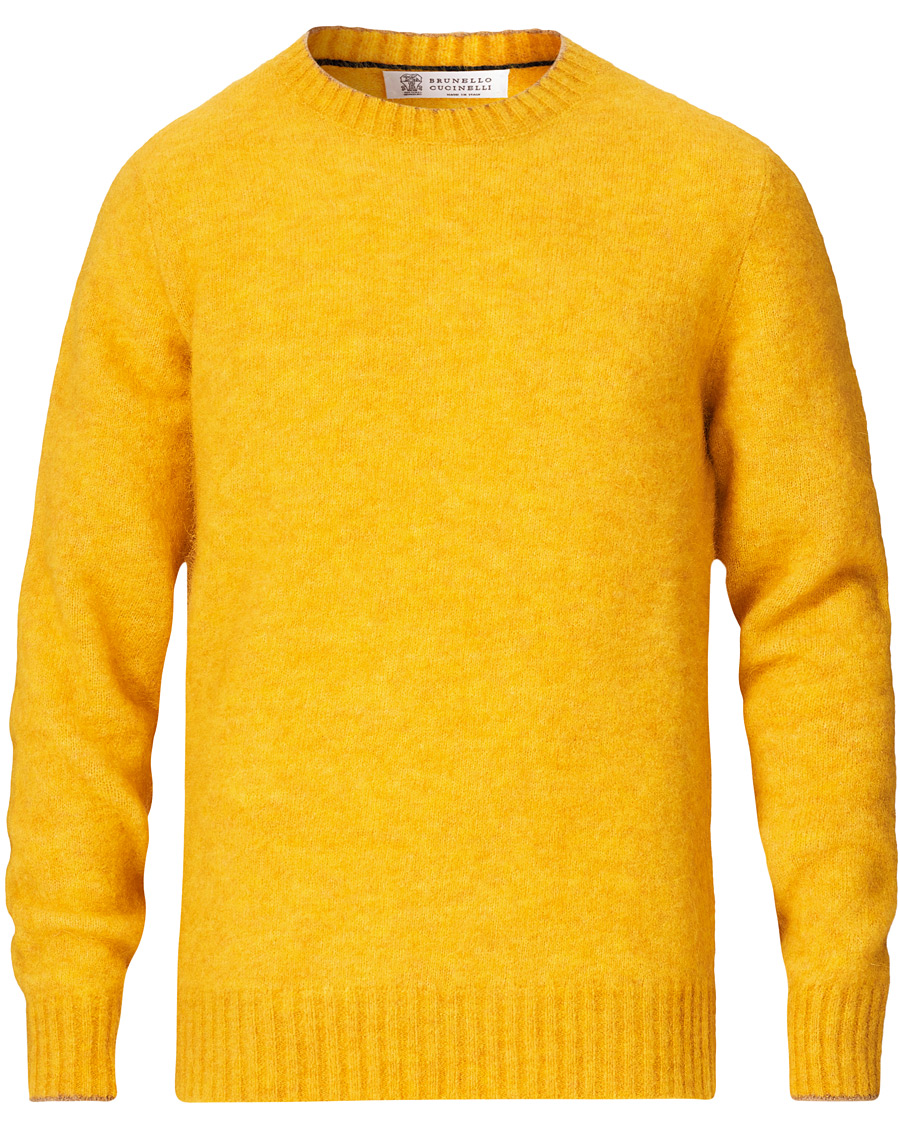Herre | Trøjer | Brunello Cucinelli | Soft Mohair Crew Neck Sweater Yellow