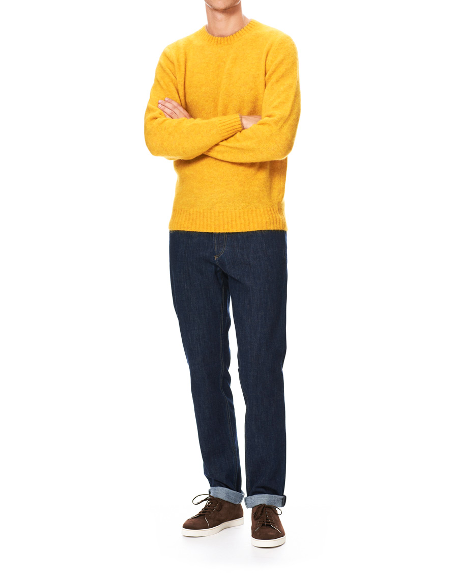 Herre | Trøjer | Brunello Cucinelli | Soft Mohair Crew Neck Sweater Yellow