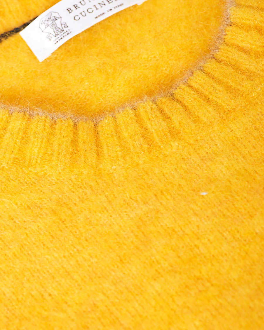 Herre | Trøjer | Brunello Cucinelli | Soft Mohair Crew Neck Sweater Yellow
