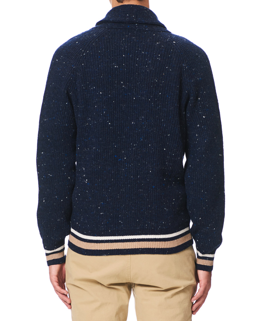 Herre | Trøjer | Brunello Cucinelli | Cashmere Blend Shawl Collar Cardigan Dark Blue