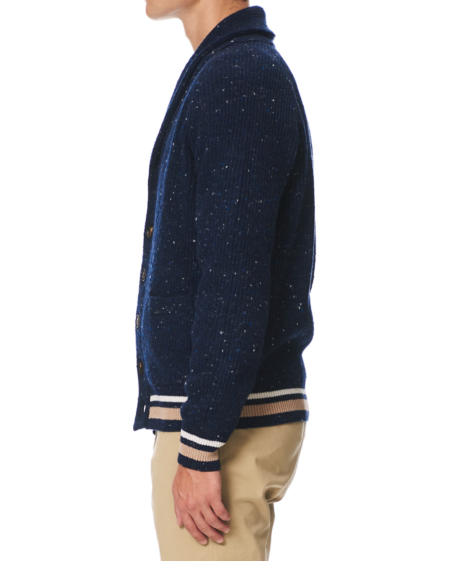 Herre | Trøjer | Brunello Cucinelli | Cashmere Blend Shawl Collar Cardigan Dark Blue