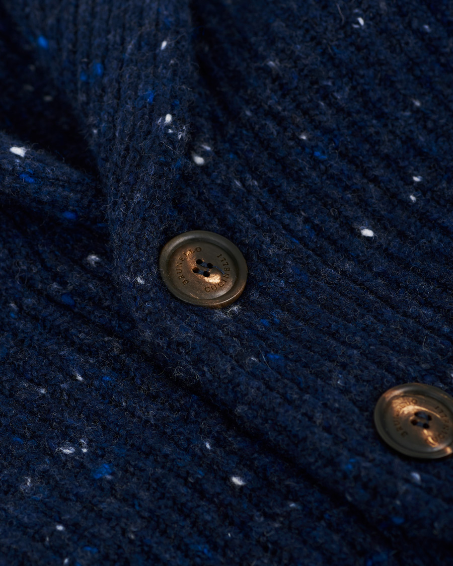Herre | Trøjer | Brunello Cucinelli | Cashmere Blend Shawl Collar Cardigan Dark Blue