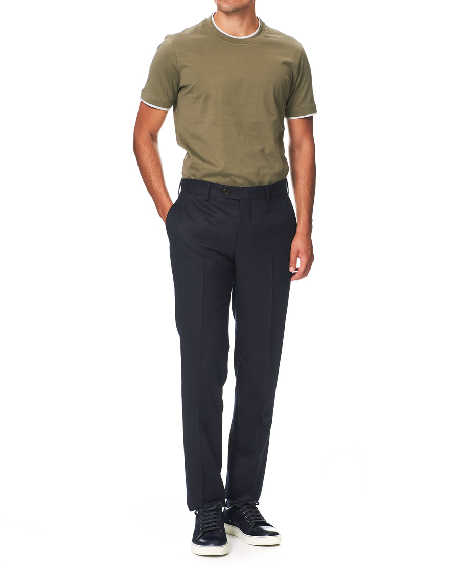 Herre | T-Shirts | Brunello Cucinelli | Contrast Collar T-Shirt Green/Grey