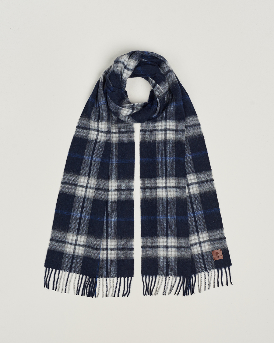 Herre | Amanda Christensen Merino Wool Check Scarf Blue | Amanda Christensen | Merino Wool Check Scarf Blue