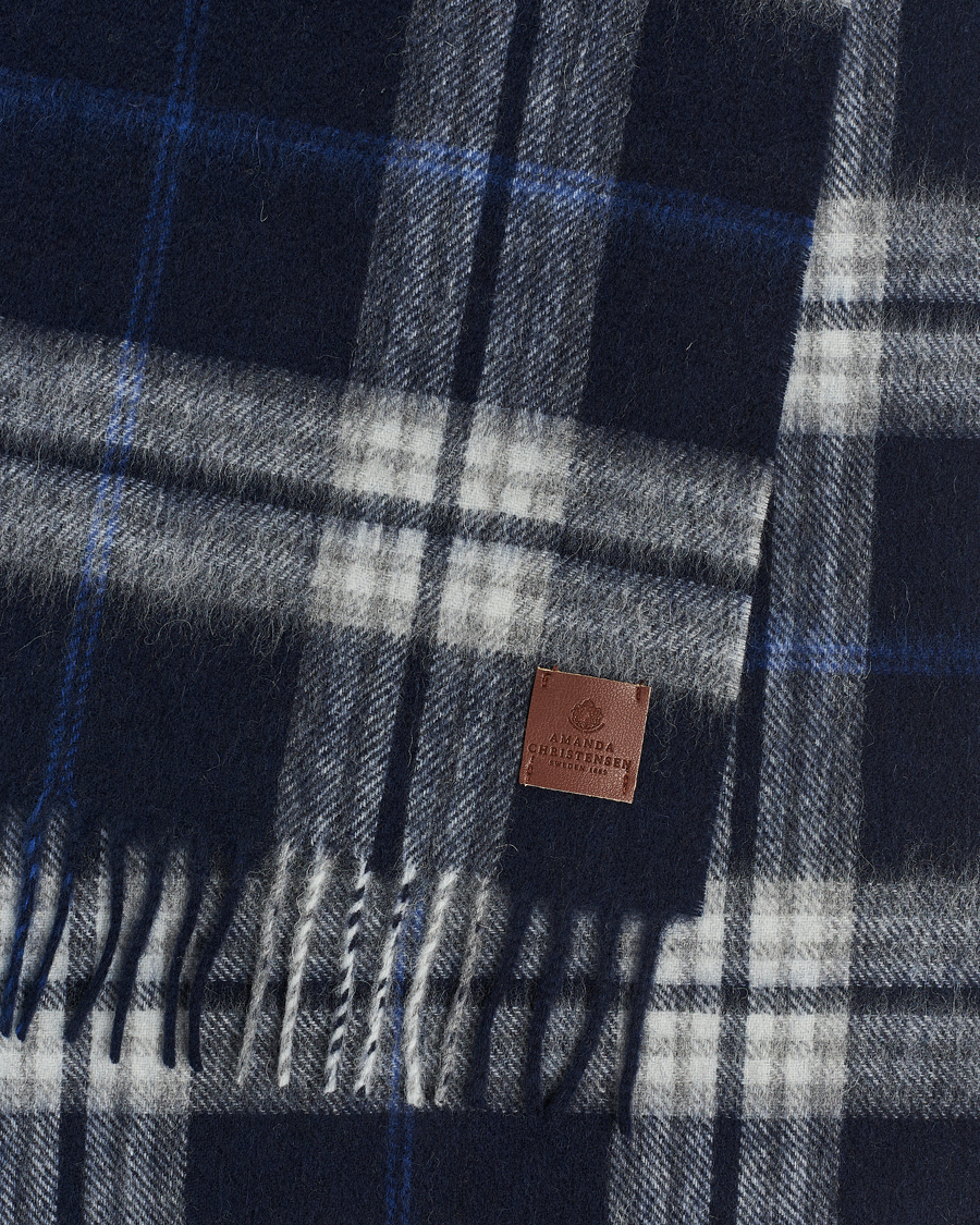 Herre | Amanda Christensen Merino Wool Check Scarf Blue | Amanda Christensen | Merino Wool Check Scarf Blue
