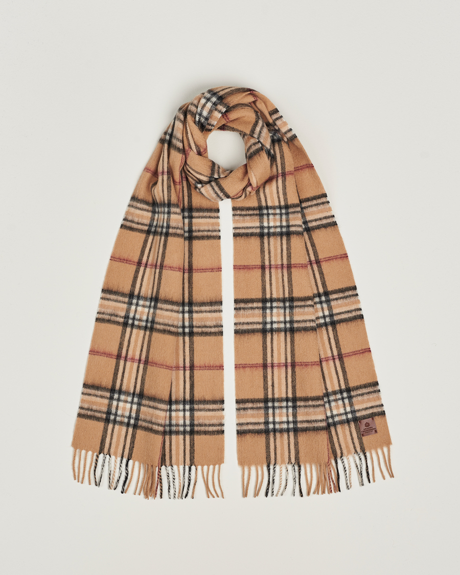 Herre | Amanda Christensen Merino Wool Check Scarf Beige | Amanda Christensen | Merino Wool Check Scarf Beige