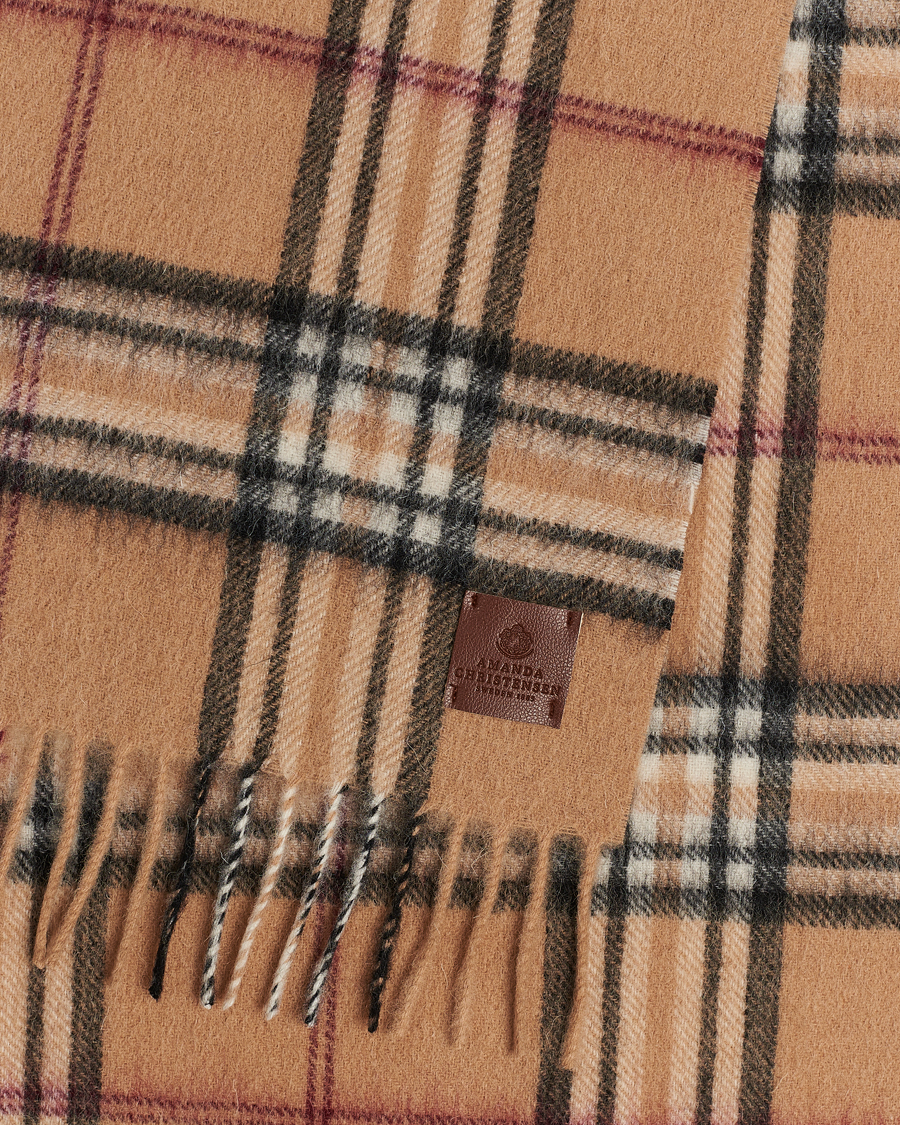 Herre | Amanda Christensen Merino Wool Check Scarf Beige | Amanda Christensen | Merino Wool Check Scarf Beige