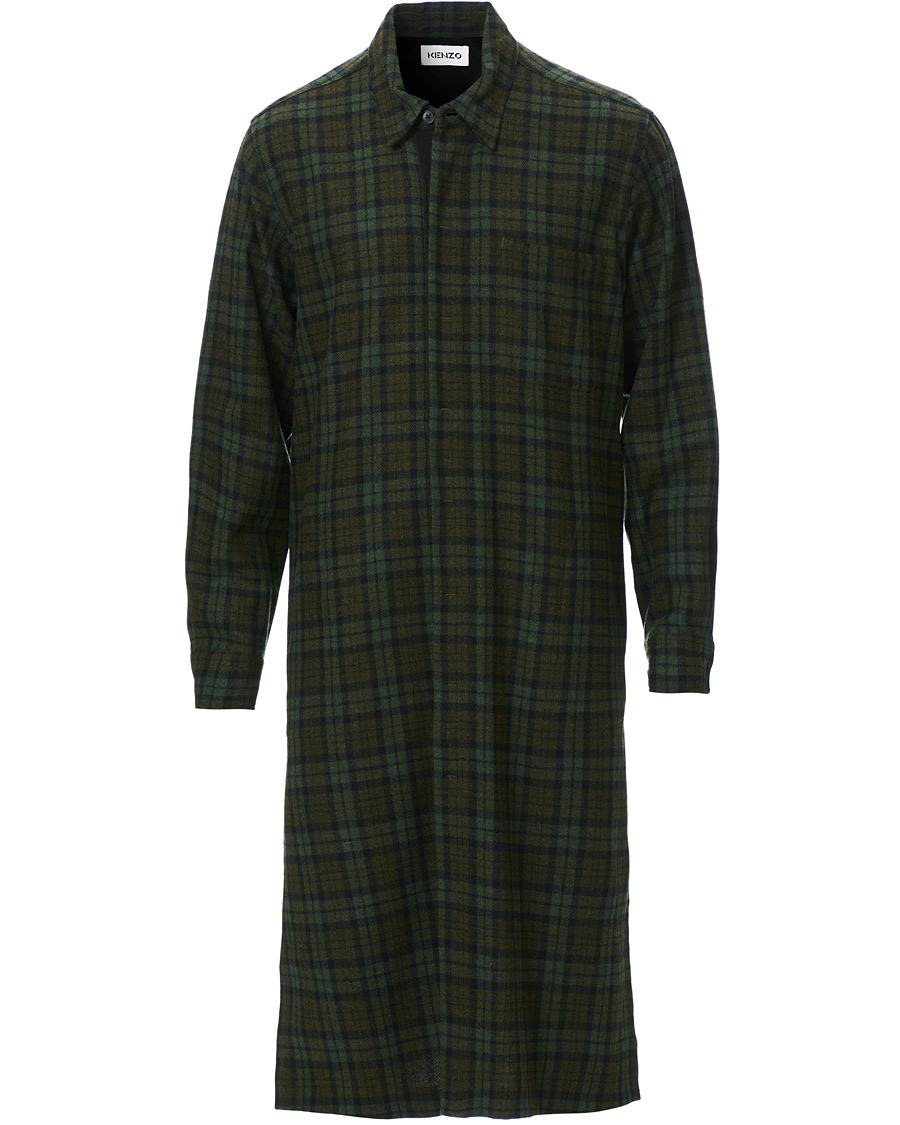 Herre | Jakker | KENZO | Wool Chech Flannel Coat Green