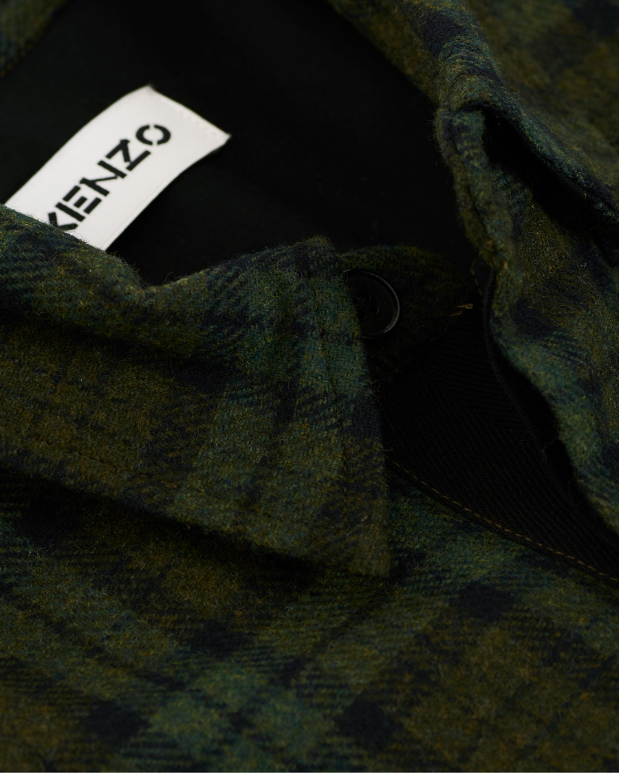 Herre | Jakker | KENZO | Wool Chech Flannel Coat Green