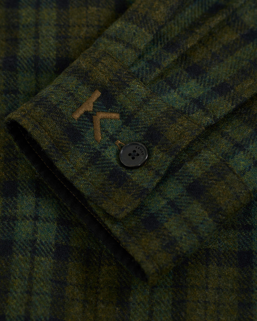 Herre | Jakker | KENZO | Wool Chech Flannel Coat Green