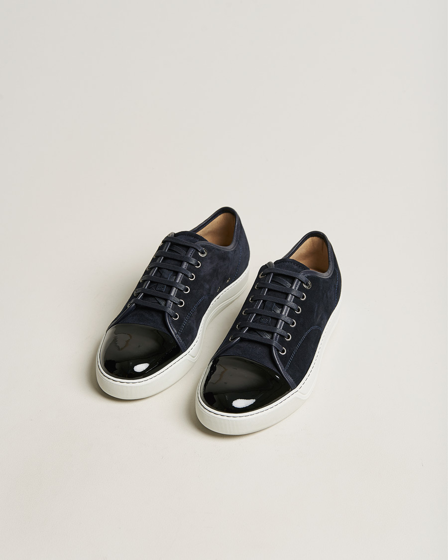 Herre | Luxury Brands | Lanvin | Patent Cap Toe Sneaker Navy
