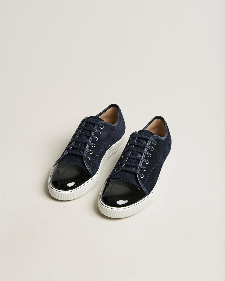 Herre | Sko i ruskind | Lanvin | Patent Cap Toe Sneaker Navy