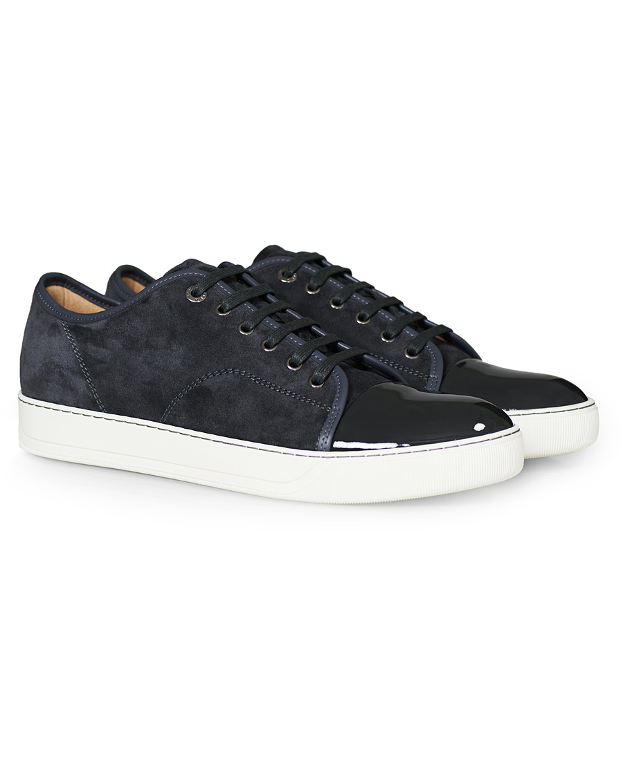 Herre | Lanvin Patent Captoe Sneaker Grey Suede | Lanvin | Patent Captoe Sneaker Grey Suede