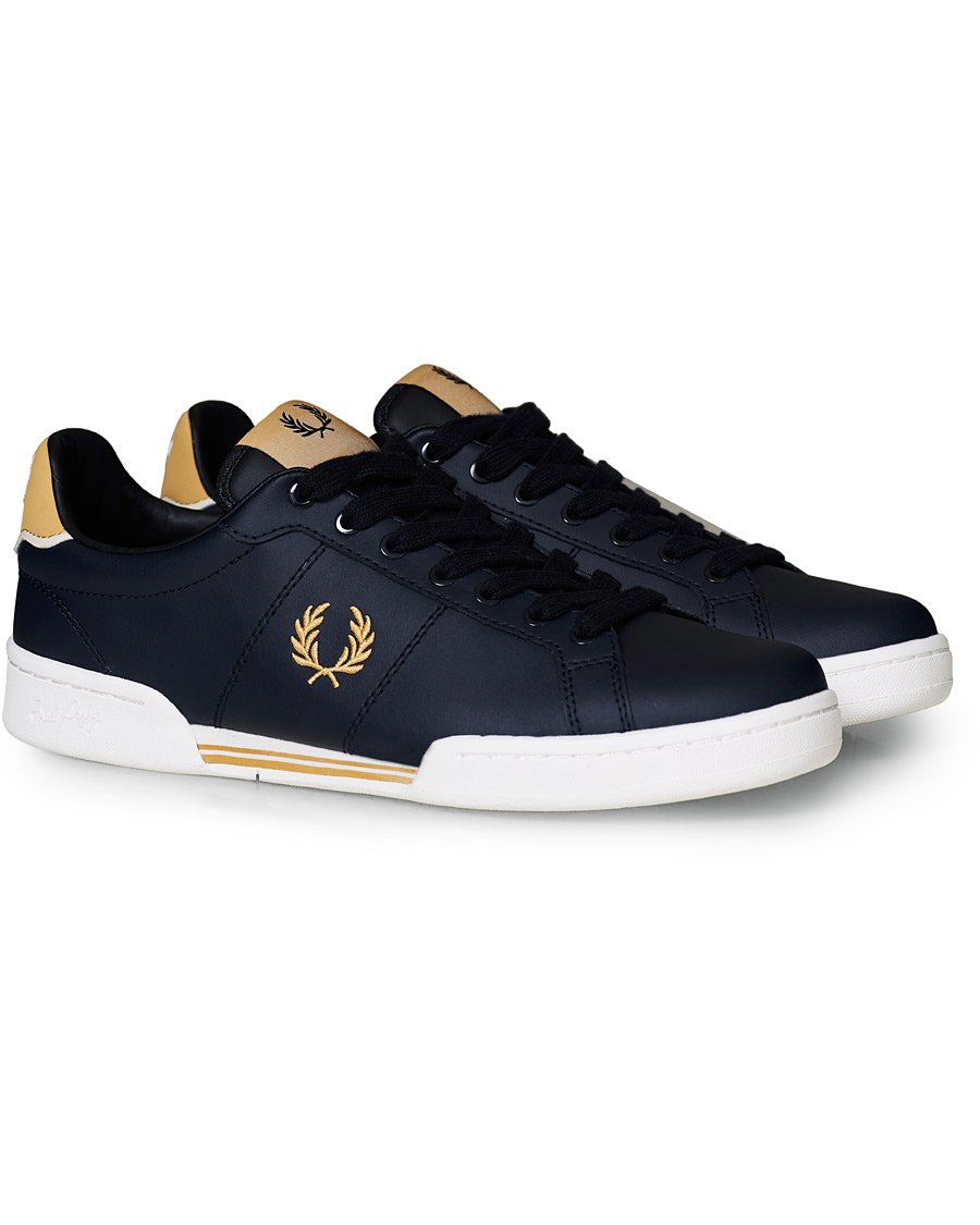 Herre | Fred Perry B722 Leather Sneaker Navy/Gold | Fred Perry | B722 Leather Sneaker Navy/Gold
