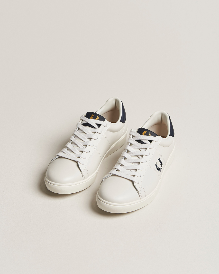 Herre |  | Fred Perry | Spencer Leather Sneakers Porcelain/Navy