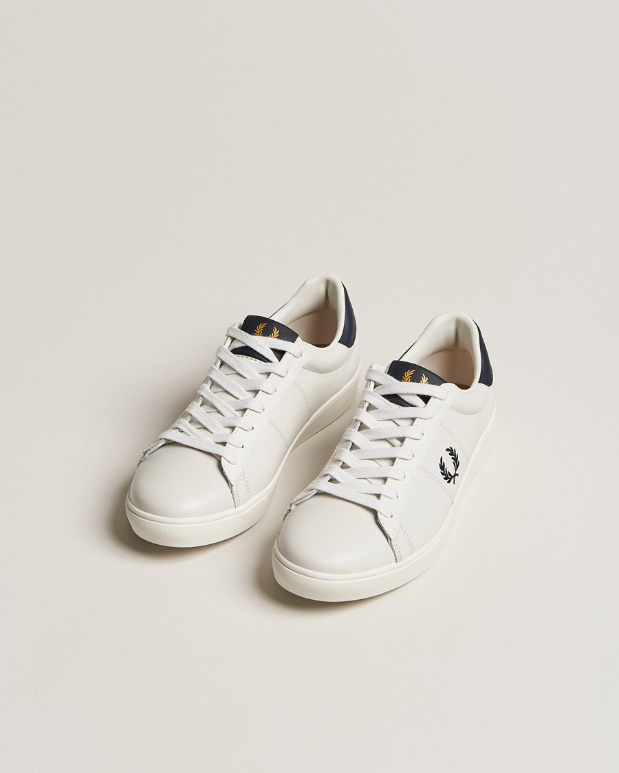 Herre | Fred Perry Spencer Leather Sneakers Porcelain/Navy | Fred Perry | Spencer Leather Sneakers Porcelain/Navy