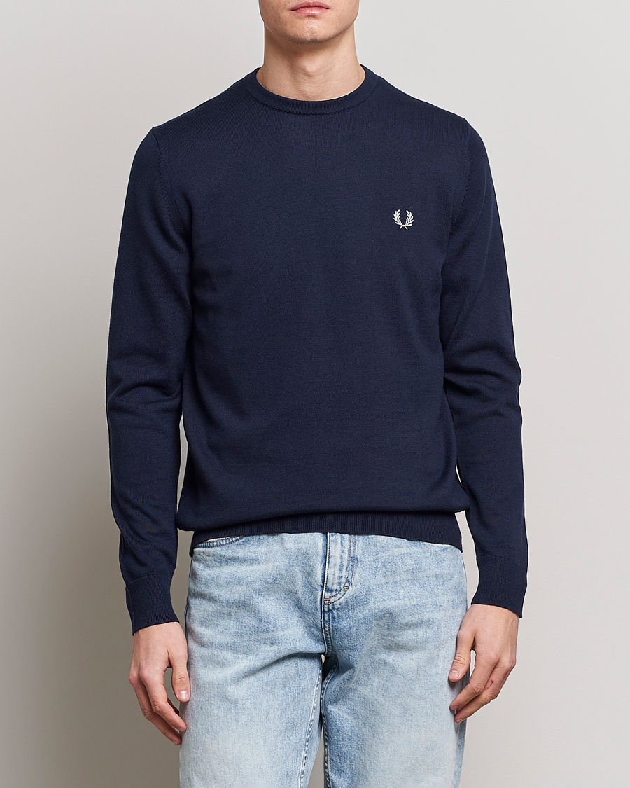 Herre | Best of British | Fred Perry | Classic Crew Neck Jumper Navy