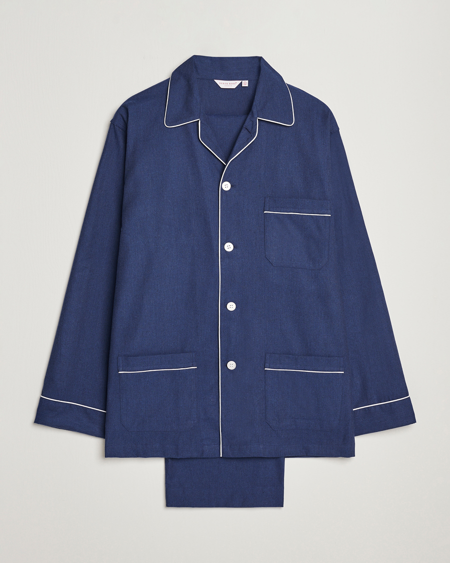 Herre | Pyjamas & Morgenkåber | Derek Rose | Brushed Cotton Flanell Pyjama Set Navy