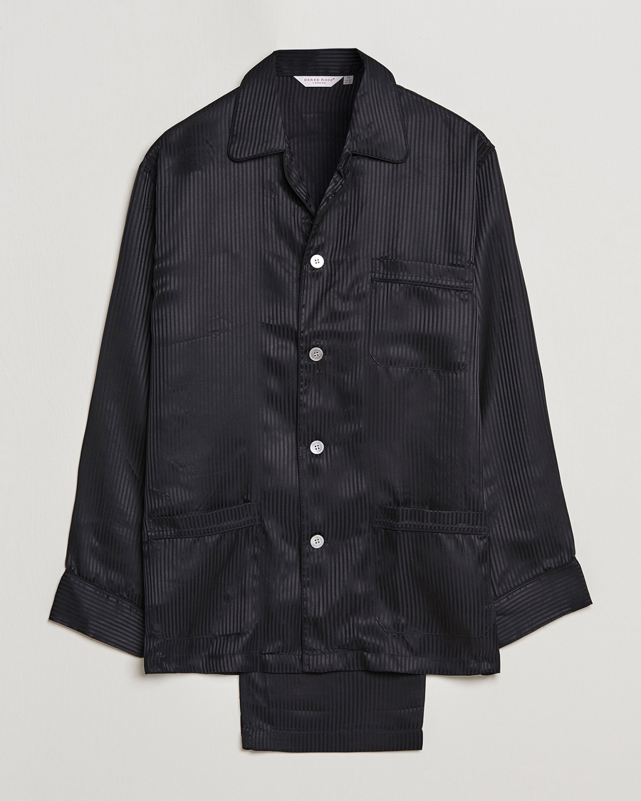 Herre | Pyjamas & Morgenkåber | Derek Rose | Striped Silk Pyjama Set Black