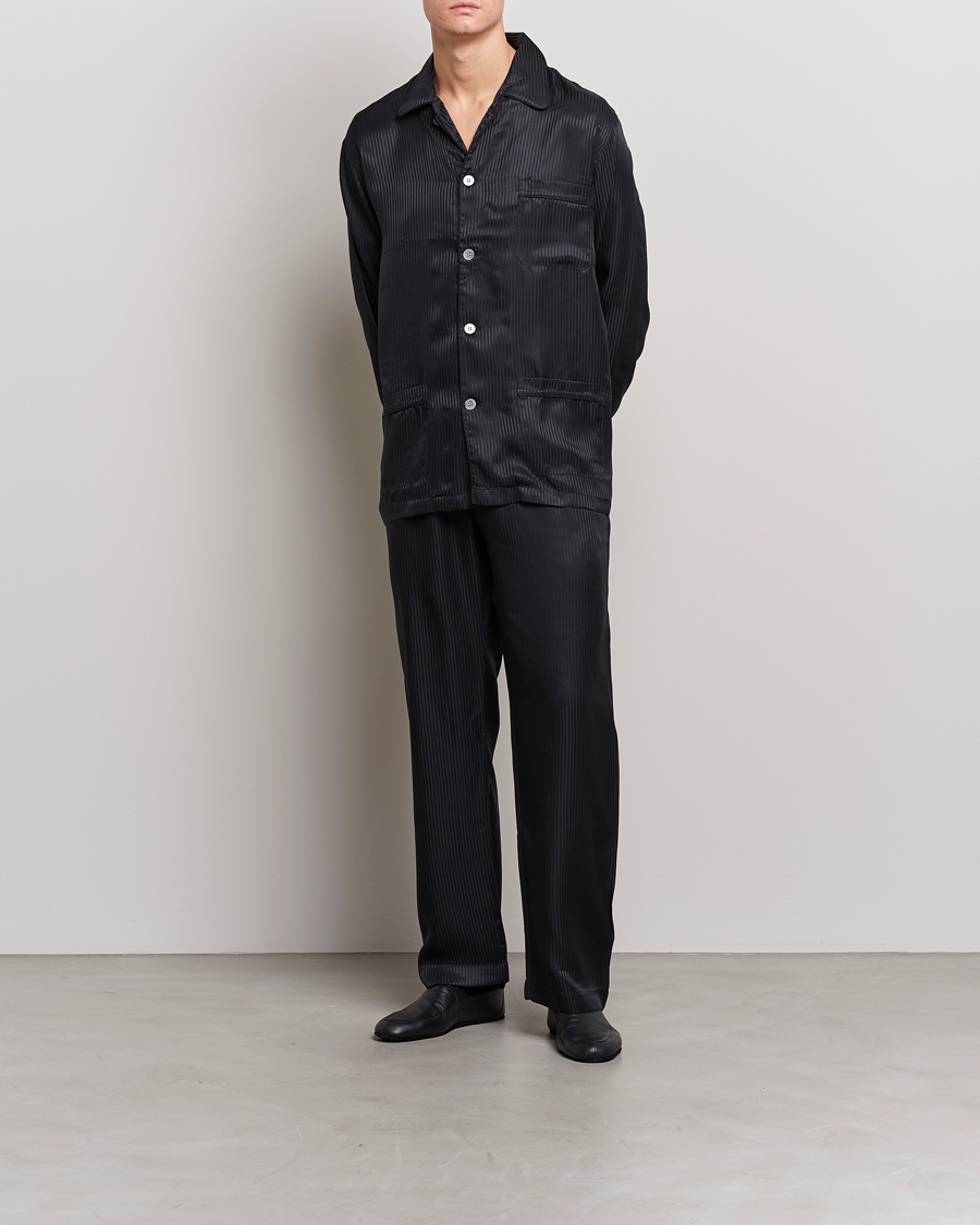 Herre | Pyjamas & Morgenkåber | Derek Rose | Striped Silk Pyjama Set Black