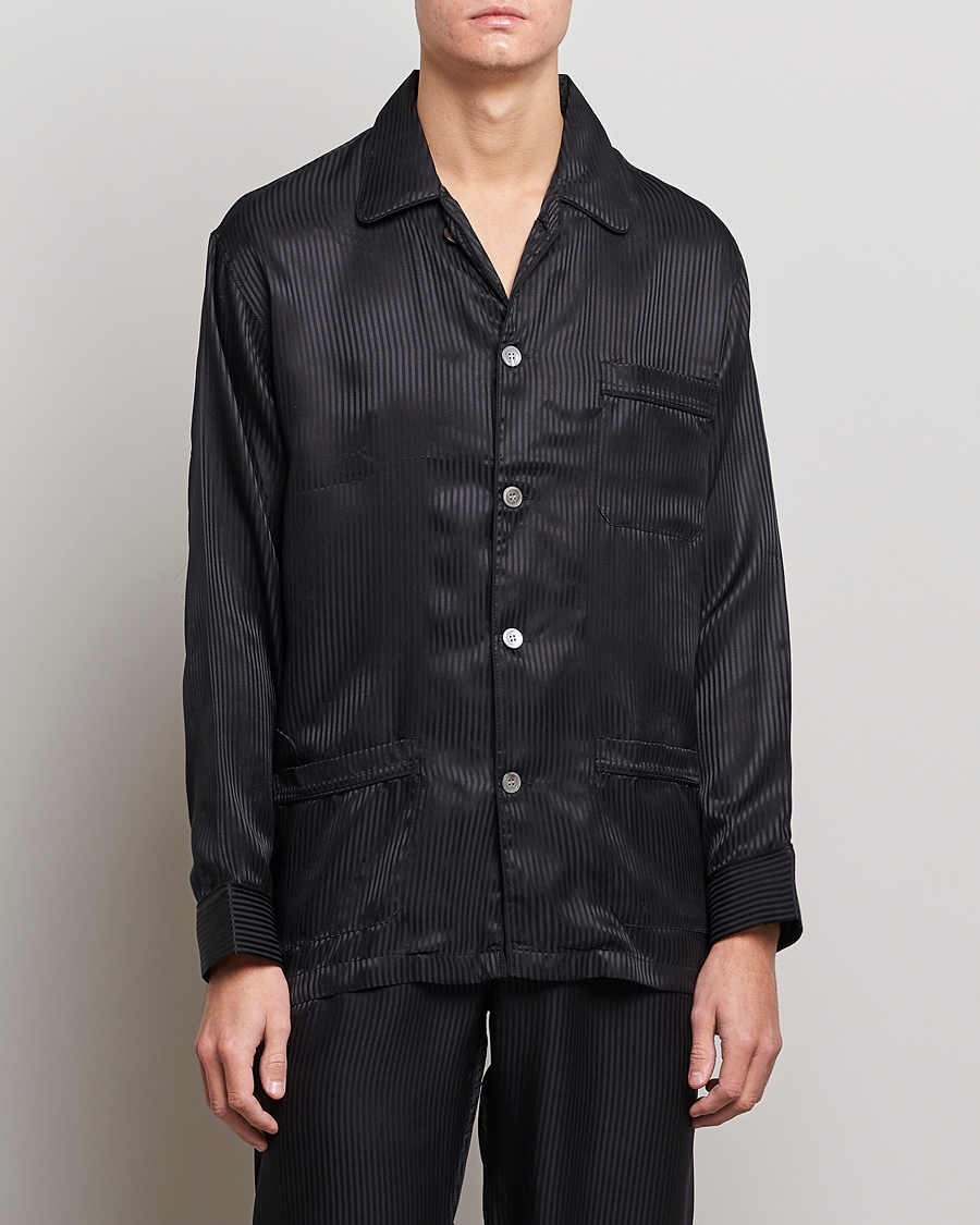 Herre | Loungewear-afdelingen | Derek Rose | Striped Silk Pyjama Set Black