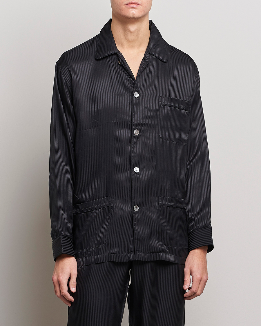 Herre | Nattøj | Derek Rose | Striped Silk Pyjama Set Black