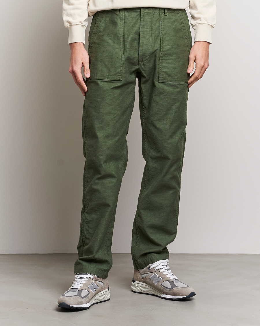 Herre | Bukser | orSlow | Slim Fit Original Sateen Fatigue Pants Army Green
