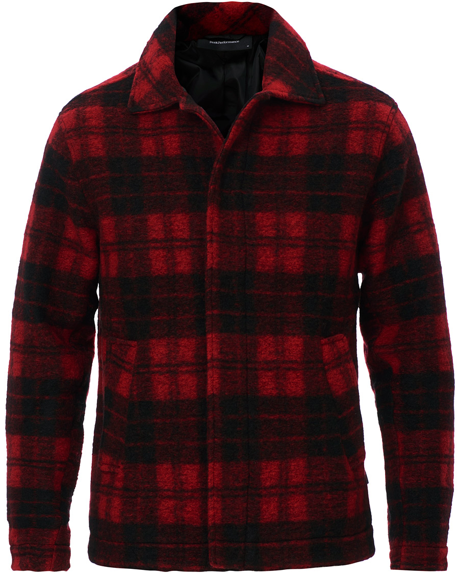 Herre | Skjorter | Peak Performance | Wool Check Overshirt Red