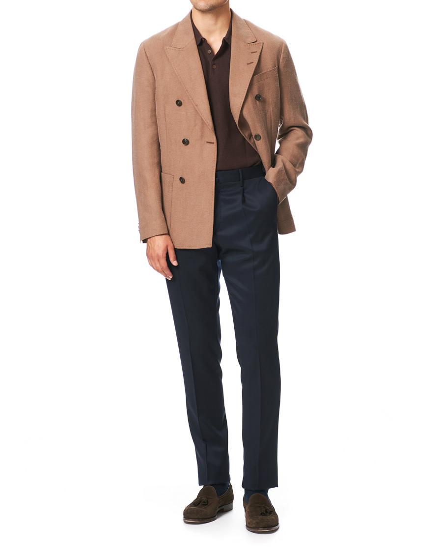 Herre | Bukser | PT01 | Gentleman Fit Pleated Wool Trousers Navy Blue