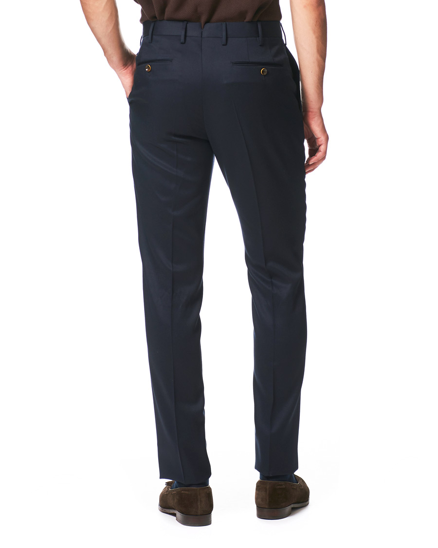 Herre | Bukser | PT01 | Gentleman Fit Pleated Wool Trousers Navy Blue