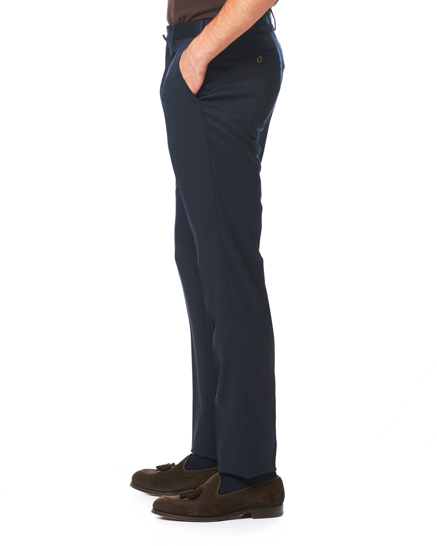 Herre | Bukser | PT01 | Gentleman Fit Pleated Wool Trousers Navy Blue