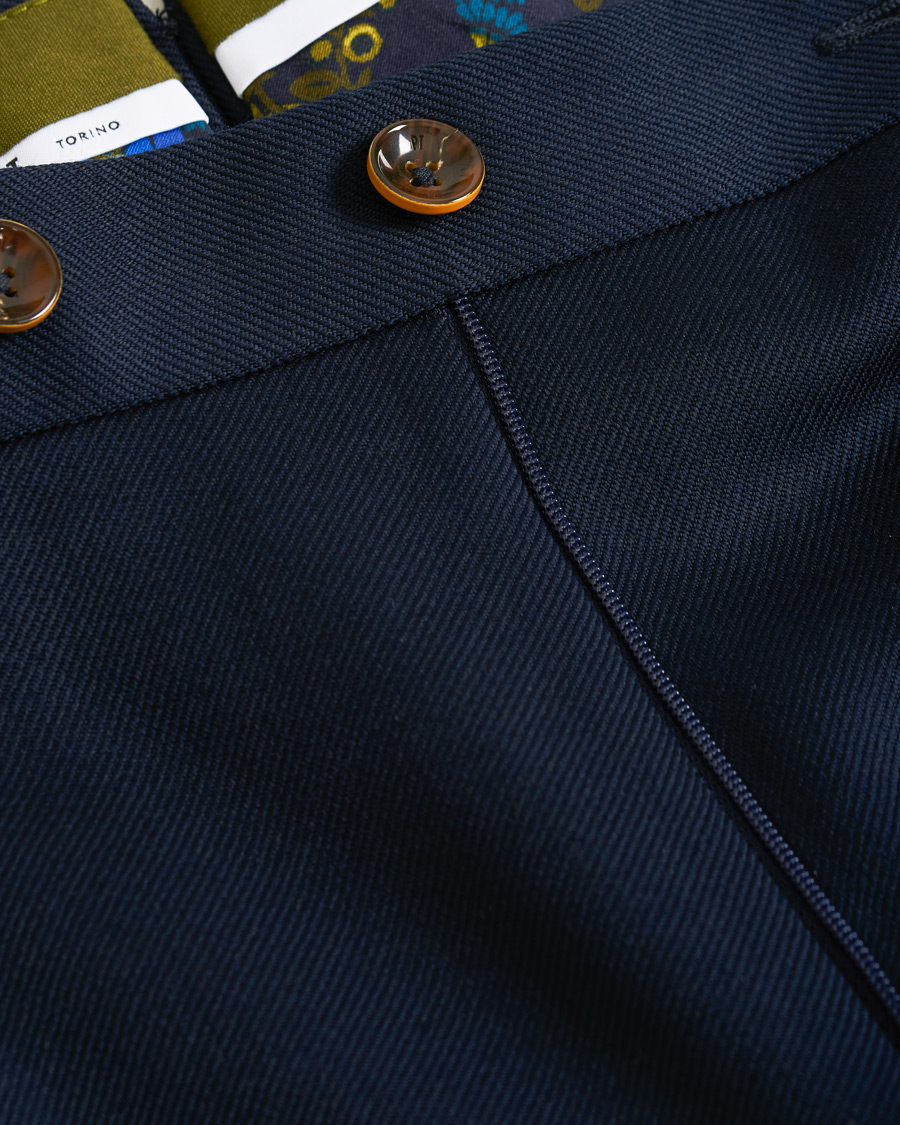 Herre | Bukser | PT01 | Gentleman Fit Pleated Wool Trousers Navy Blue