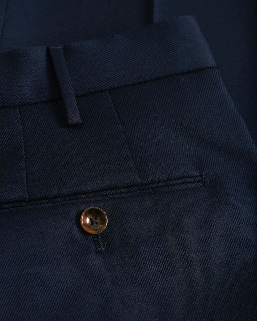 Herre | Bukser | PT01 | Gentleman Fit Pleated Wool Trousers Navy Blue