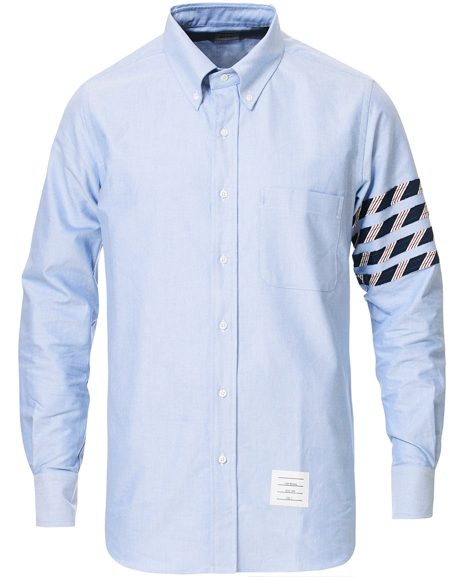 Herre | Skjorter | Thom Browne | 4 Bar Silk Tie Oxford Shirt Light Blue