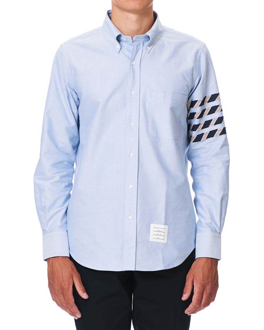 Herre | Skjorter | Thom Browne | 4 Bar Silk Tie Oxford Shirt Light Blue