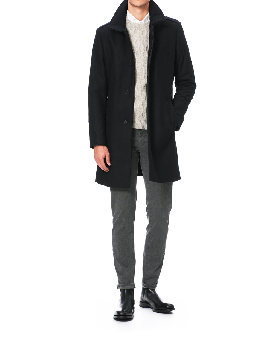 Herre | Jakker | Tiger of Sweden | Cunning Wool/Cashmere Stand Collar Coat Black