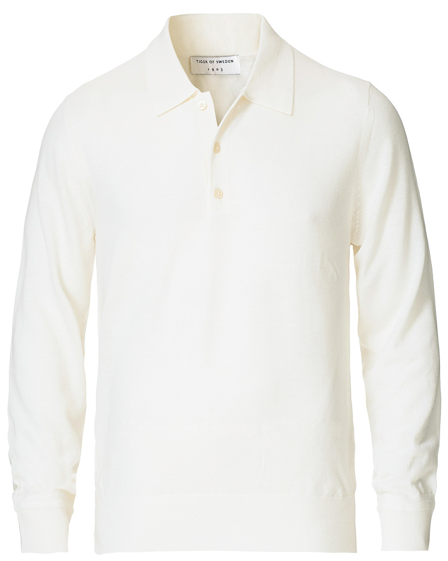 Herre | Trøjer | Tiger of Sweden | Newton Extra Fine Merino Knitted Polo Cream