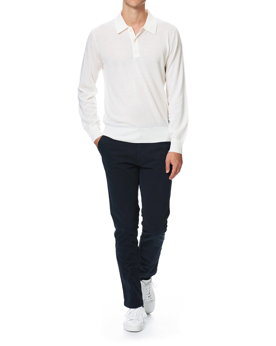 Herre | Trøjer | Tiger of Sweden | Newton Extra Fine Merino Knitted Polo Cream