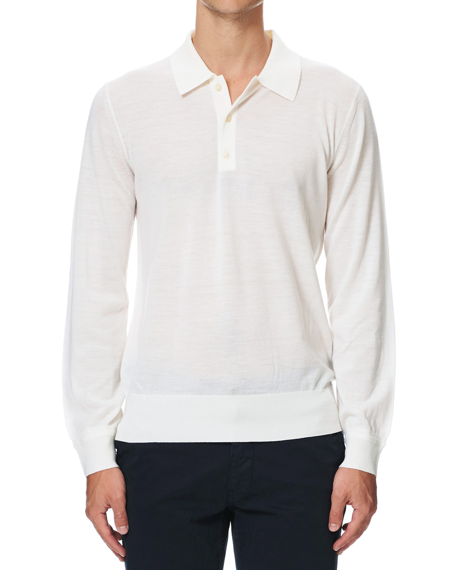 Herre | Trøjer | Tiger of Sweden | Newton Extra Fine Merino Knitted Polo Cream
