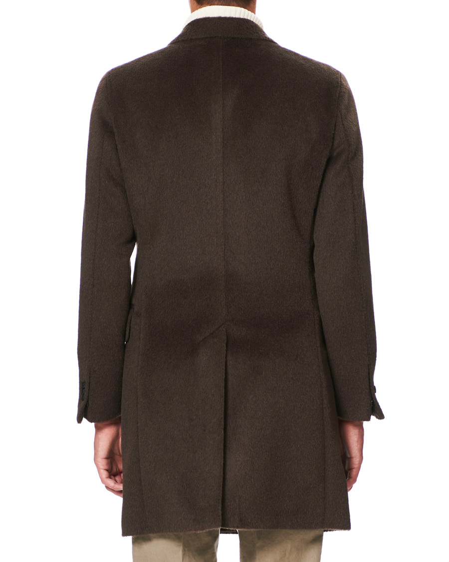 Herre | Jakker | Oscar Jacobson | Saul Delux Llama Wool Double Breasted Coat Brown